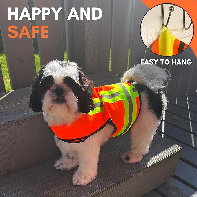 Reflective Dog Vest – Fluorescent Orange | High-Visibility, Water-Resistant Safety Jacket with Adjustable Fit for Day &amp; Night Walks, Hiking, Hunting, and Outdoor Use (Small)