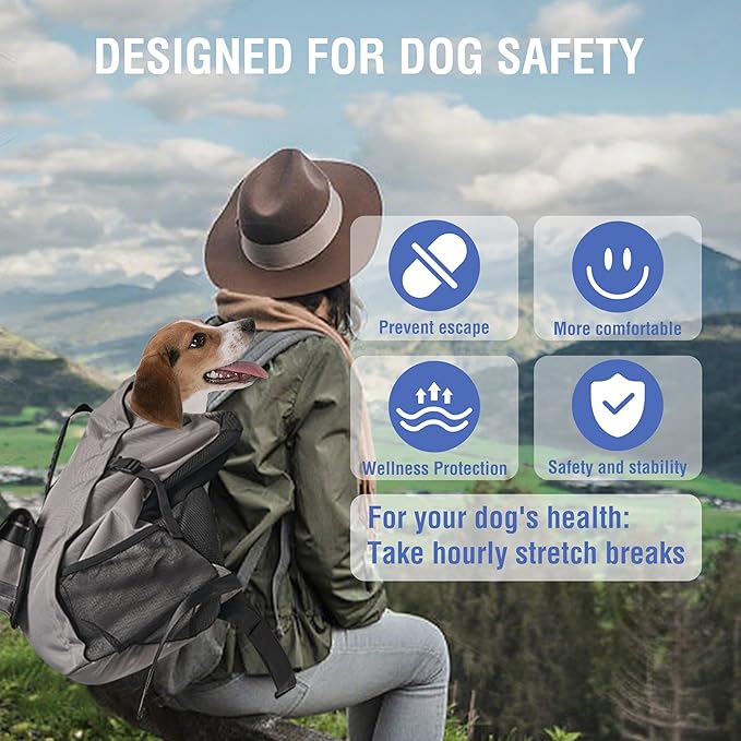 Dog Backpack for Small &amp; Medium Dogs - Adjustable Pet Carrier for Travel &amp; Hiking, Hands-Free Puppy Backpack with Storage Pockets, Breathable Mesh, Reflective Strips &amp; Non-Slip Handle