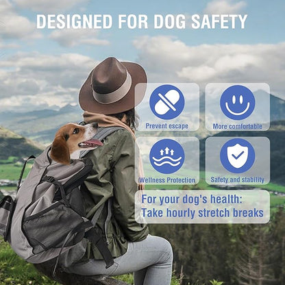 Dog Backpack for Small &amp; Medium Dogs - Adjustable Pet Carrier for Travel &amp; Hiking, Hands-Free Puppy Backpack with Storage Pockets, Breathable Mesh, Reflective Strips &amp; Non-Slip Handle