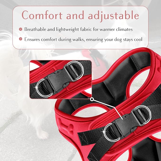 Comfort fit Step-in Dog &amp; Puppy Harness - Comfortable All Weather Dog Vest Harness: Adjustable, Soft Padded, Easy to Put-on for Small, Medium-Sized Dogs.