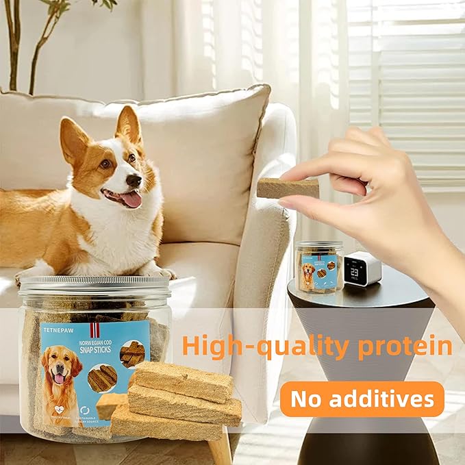 Dog Fish Treats Cod Made with Premium Natural Norwegian 100% Real Cod Fish Bones &amp; Meat Healthy Crunchy Biscuits for Dogs High Protein Grain-Free All-Natural Pet Snack