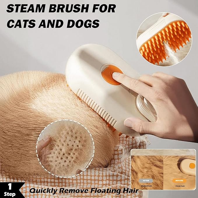 5 Pack Pet Steam Brush Kit – Pet Water Brush for Cats Shedding – Includes Steam Brushes, Undercoat Rake, Massage &amp; Flea Comb for Cats and Dogs - Matted Fur Dematting Tool
