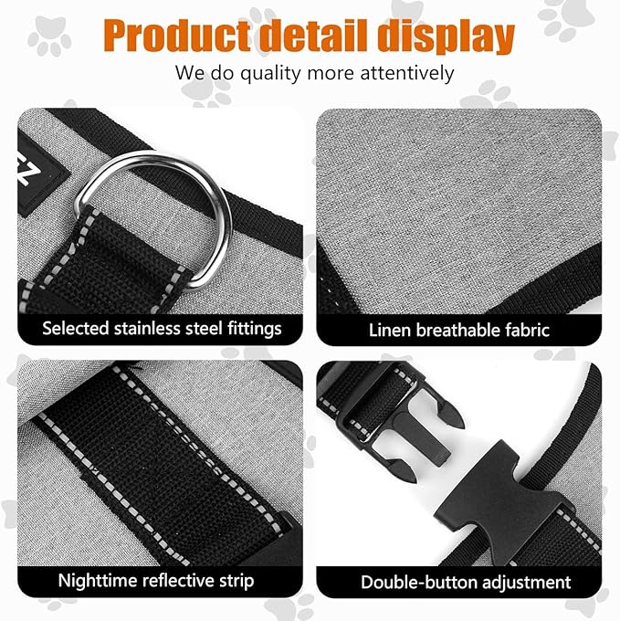 Ayquez Dog Lift Harness with Storage and Transport Bag, Dog Harness with Handle for Lifting &amp; Hip dysplasia, arnés para Perros pequeños, pechera para Perros (Gray, M)