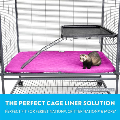 Paw Inspired Fitted Fleece Liner for Ferret Nation, Critter Nation Cage for Ferrets, Rats, Chinchillas, Hedgehogs &amp; Other Small Animals (Pink, Bottom Pan Liner)