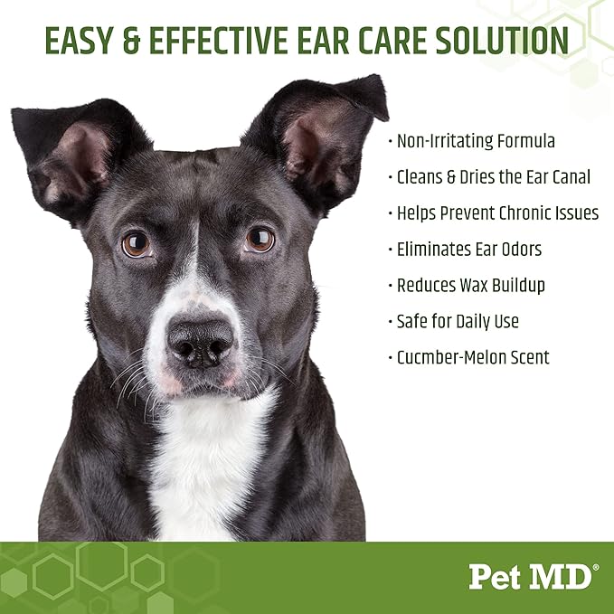 Pet MD Dog Ear Cleaning Wipes with Aloe and Eucalyptus + Veterinary Tris Flush Cat &amp; Dog Ear Cleaner