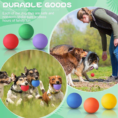 Shappy 24 Pieces Rubber Dog Tennis Balls for Dog Colorful Catching Pet Balls for Fetch Training 2.4 Inch Interactive Bounce and Floatable Toy for Park Beach