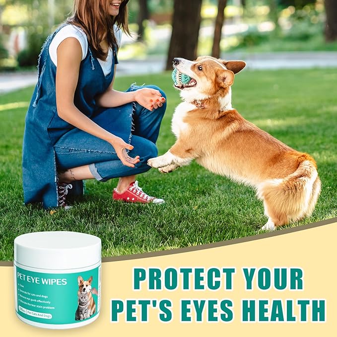 Dog Eye Wipes Gently Remove Tear Stain Eye Debris for Dogs &amp;Cats Pet Grooming Kit Care Wash Cleaner for Eyes Wrinkle Face 100pcs Unscented