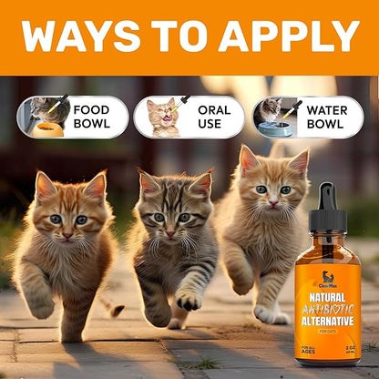 Cat Antibiotic to Help with Cough &amp; Allergies – Antibiotics for Cats to Aid with UTIs and Digestive Moments – HIPS &amp; Joints Support – Attractive Chicken Taste – 2 Oz Bottle