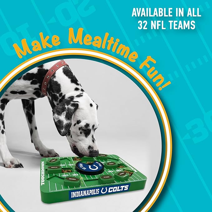 Pets First NFL Indianapolis Colts Large Puzzle Toy, New Size, Interactive Dog Treat &amp; Slow Feeding Toy