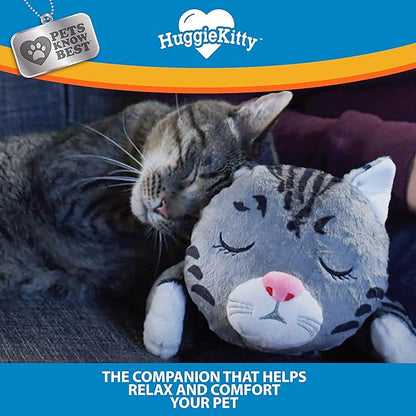Pets Know Best HuggieKitty | Comfort Purring Companion with Heartbeat Sleep Aide for Cats &amp; Kittens, Heating for Calming Relief, Carrier &amp; Behavioral Training Essential, Breeds, Grey