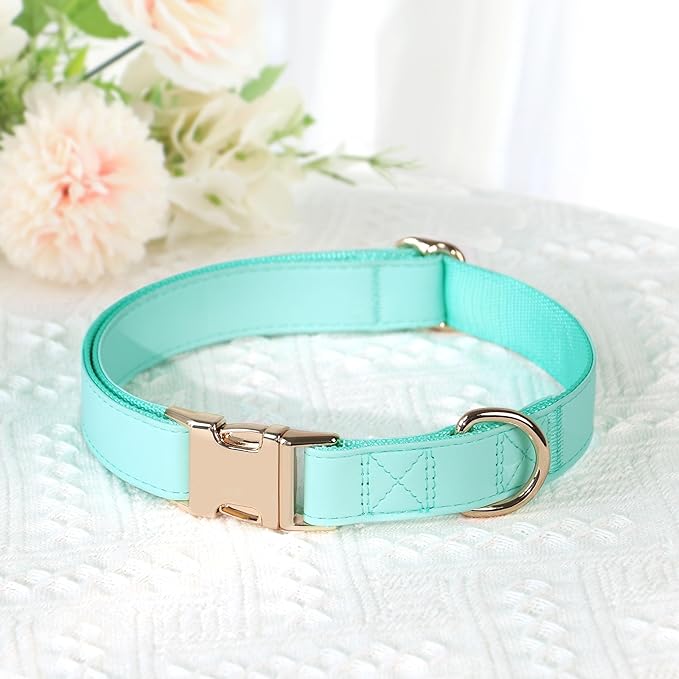 PET ARTIST Soft PU Leather Dog Collar, Bright Color &amp; Durable Dog Collar Leather with Rose Gold Quick Release Metal Buckle, Adjustable Nylon Padded Pet Collars for Medium Dogs, Neck Fit 13-19"