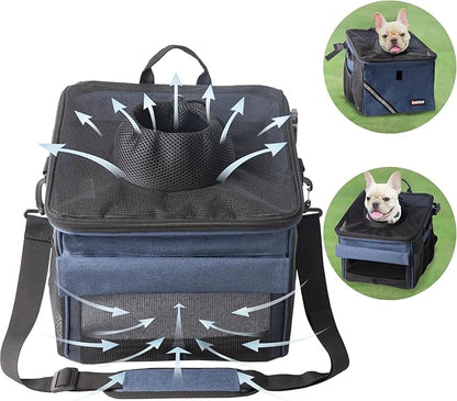 Pet Carrier Bicycle Basket Bag Pet Carrier/Booster Backpack for Dogs and Cats with Big Side Pockets,Comfy &amp; Padded Shoulder Strap,Travel with Your Pet Safety（Classic Blue）