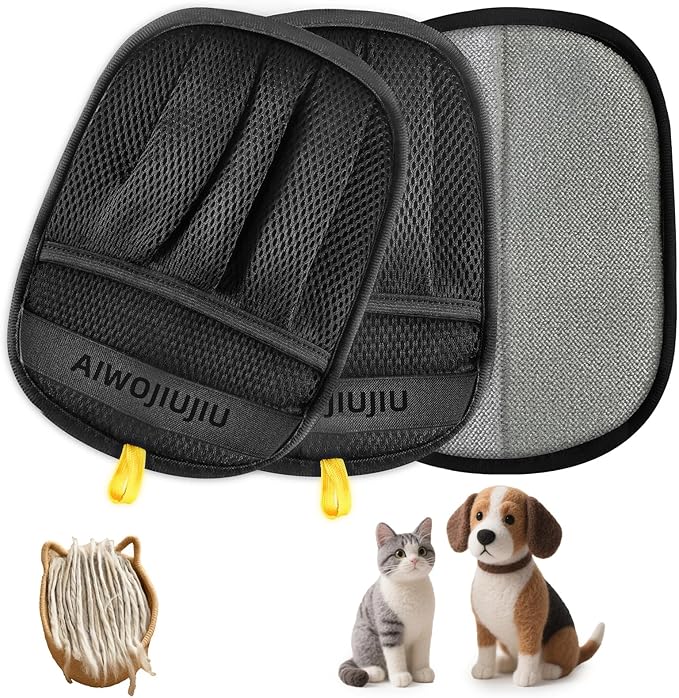 2𝑷𝒄𝒔 Pet Hair Removal Glove for Cats &amp; Dogs, Newly Pro Five-Finger Electrostatic Pet Hair Remover Gloves, Reusable &amp; Washable Magic Brush Pet Hair Removal Tool for Couch, Clothing, Carpet, Car Seat