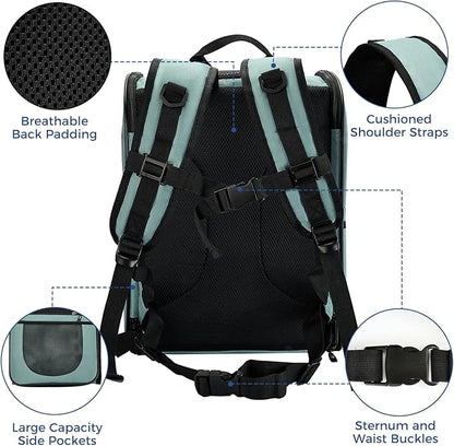 Apollo Walker Dog &amp; Cat Carrier Backpack for 4-15lb Pets - Ventilated Safe Design with Padded Back Support, Breathable Mesh Pet Backpack for Hiking, Travel, Outdoor (Blue)
