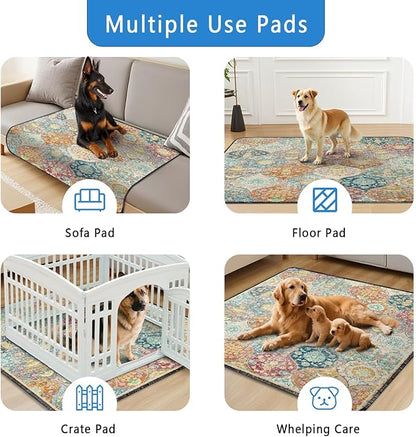 Washable Pee Pads for Dogs 2 Pack, Absorbent Reusable Puppy Pads Waterproof, Leakproof &amp; Non-Slip Whelping Pad, Potty Training Pads for Dogs Playpen Mat 48x48