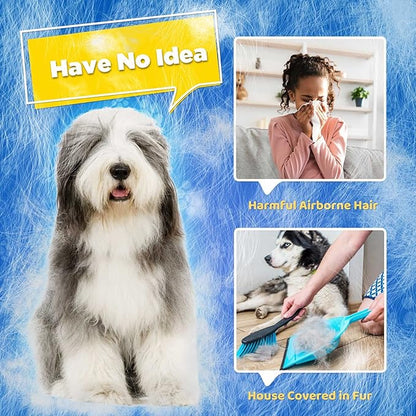 Upgrade Version Pet Grooming Glove - Gentle Deshedding Brush Glove - Efficient Pet Hair Remover Mitt - Enhanced Five Finger Design - Perfect for Dog &amp; Cat with Long &amp; Short Fur - 1 Pair (Gray)