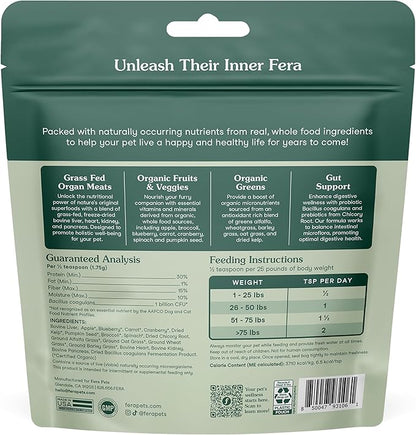 Fera Pets Whole Food Multivitamin Cat &amp; Dog Food Topper with Probiotics, Antioxidants, &amp; Essential Dog Vitamins &amp; Minerals - Nutrients from Fruits, Vegetables, &amp; Organ Meats - 3.7 oz