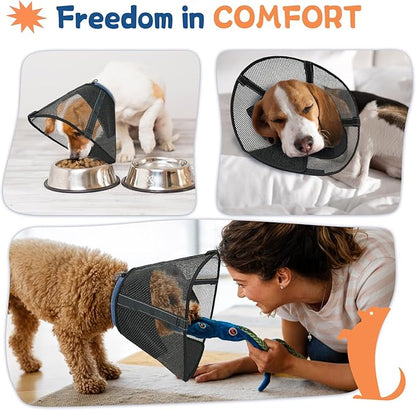 Dog Cone Collar to Stop Licking: Breathable Mesh Elizabeth Recovery Collar Alternative with Soft Padded After Surgery Neuter Spay Wound, for Large Medium, Small Dogs, Normal Eating and Drinking
