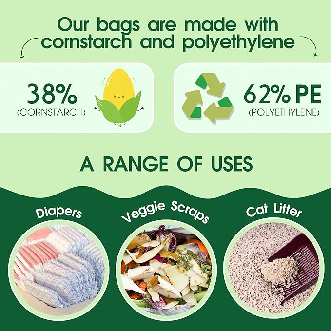 Pet N Pet 800 Counts Unscented Dog Poop Bags Rolls with Tie Handles, 38% Plant Based &amp; 62% PE Poop Bags for Dogs, Extra-Thick Doggie Poo Bag, Pet Waste Bag