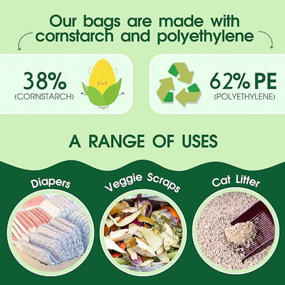 Pet N Pet 800 Counts Unscented Dog Poop Bags Rolls with Tie Handles, 38% Plant Based &amp; 62% PE Poop Bags for Dogs, Extra-Thick Doggie Poo Bag, Pet Waste Bag