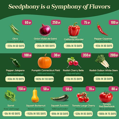 25 Gourmet Garden Vegetable Seeds Variety Pack - 14,965+ Non-GMO Heirloom Vegetables Seeds for Planting Indoor&amp;Outdoor Home Garden Seeds - Gardening Seed Packets for Planting Vegetable Seeds