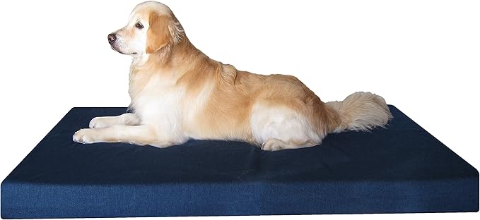 Dogbed4less Luxury XXL Orthopedic Memory Foam Dog Bed for Extra Large Dogs with Durable Waterproof Internal Case, Removable Washable Denim Cover and Bonus Pet Bed Spare Cover, 55X37X4 Inches, Blue