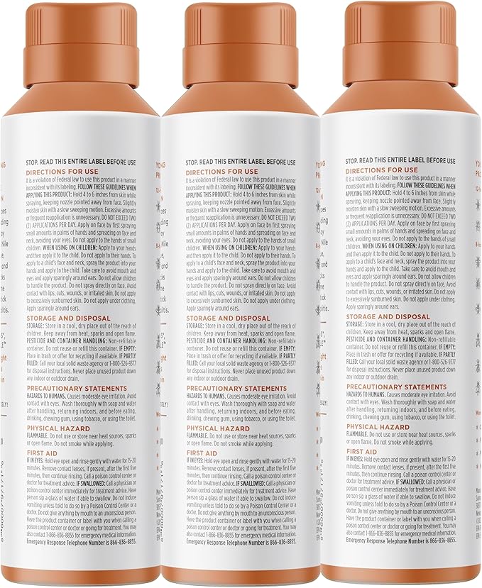 Citrus + Sandalwood Insect Repellent, 12-Hour Mosquito &amp; Tick Protection, Picaridin-Based, Water-Based, Lightweight, Quick-Drying, Vanishing Scent, DEET Alternative, Face &amp; Body Use,3 Pack