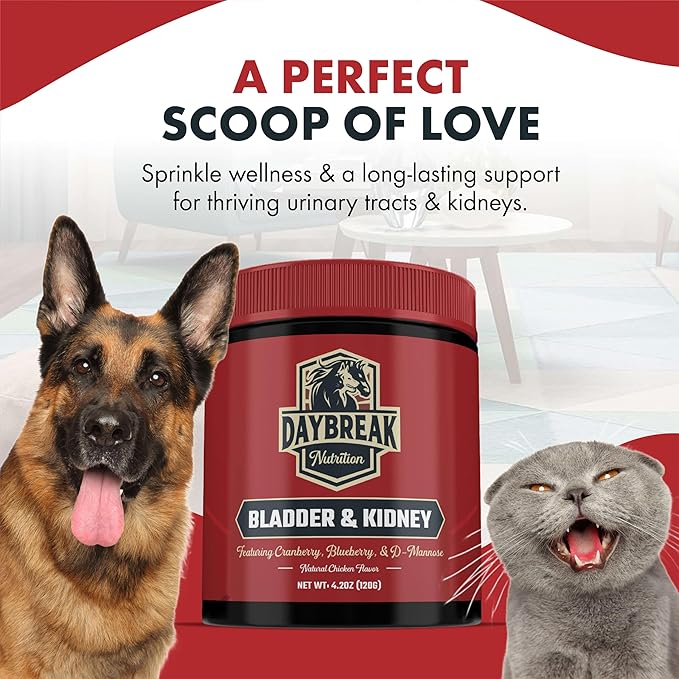 Bladder and Kidney Relief for Dogs &amp; Cats by Daybreak Nutrition | Powder Cranberry Supplement for Dogs and Cat for UTI Treatment &amp; Urinary Support | Dog &amp; Cat Urinary Tract Infection Remedy Supplement