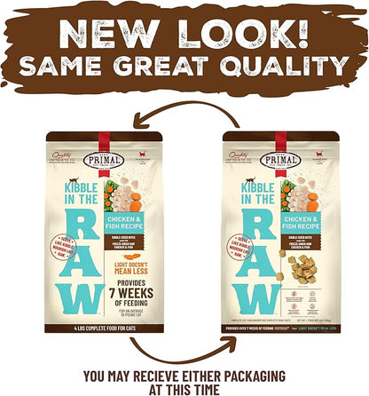 Primal Kibble in The Raw, Freeze Dried Cat Food, Chicken &amp; Fish, Scoop &amp; Serve, Made with Raw Protein, Whole Ingredient Nutrition, Crafted in The USA, Dry Cat Food, 64 Ounce (4 lb) Bag