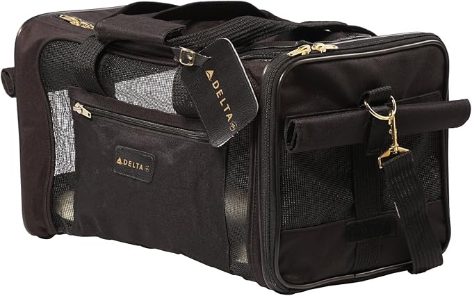 Sherpa Delta Airlines Travel Pet Carrier, Airline Approved &amp; Guaranteed On Board - Black, Medium