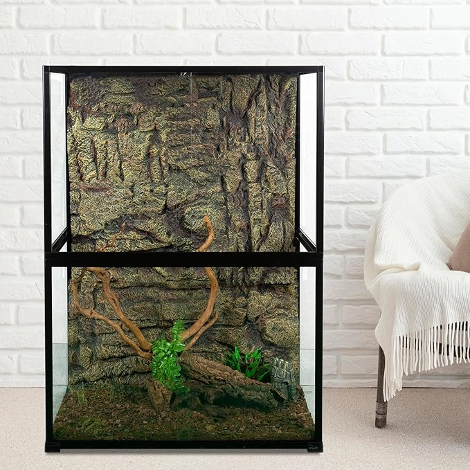 REPTIZOO 135 Gallon Glass Reptile Terrarium Tank, 36" x 18" x 48" Wide &amp; Tall Reptile Terrarium, Chameleon Cage with Sliding Front Door Top Screen Ventilation, Easy Assembly