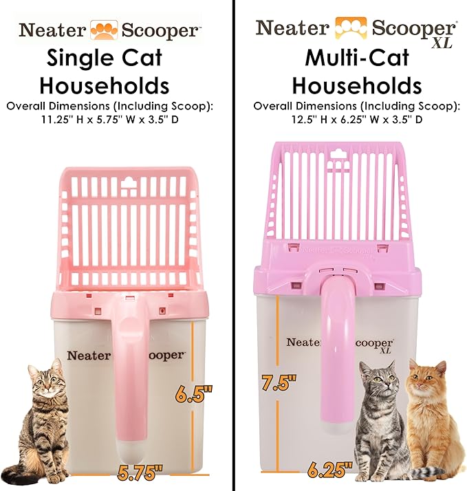 Neater Pet Brands Neater Scooper XL Cat Litter Scoop, 60 Refill Bags – Extra-Large Capacity Mess-Free Cat Litter Scooper with Bag for Large &amp; Multiple Cats, Spill-Proof Litter Box Scooper with Holder