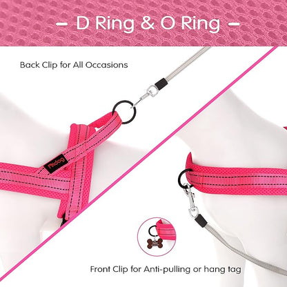 Didog No Pull Dog Harness with Soft Mesh Padded,Reflective &amp; Quick Fit Light Weight Dog Strap Vest Harness,Easy for Walking Training (L:Chest 26-32", Pink)