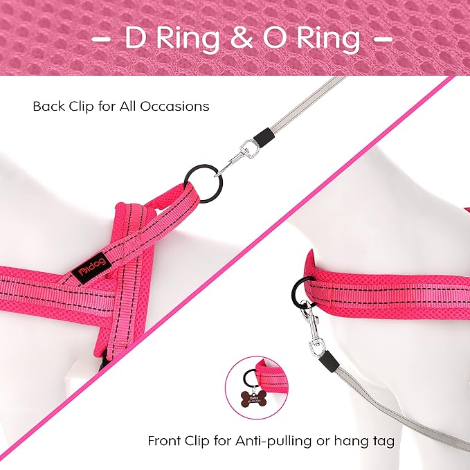 Didog No Pull Dog Harness with Soft Mesh Padded,Reflective &amp; Quick Fit Light Weight Dog Strap Vest Harness,Easy for Walking Training (XS:Chest 15-18", Pink)
