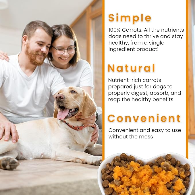 Olewo Original Carrots for Dogs – Fiber for Perfect Poop, Dog Food Toppers for Picky Eaters, Natural Skin &amp; Coat Support, Multivitamin, Probiotics for Digestive and Gut Health, 5.5 lbs