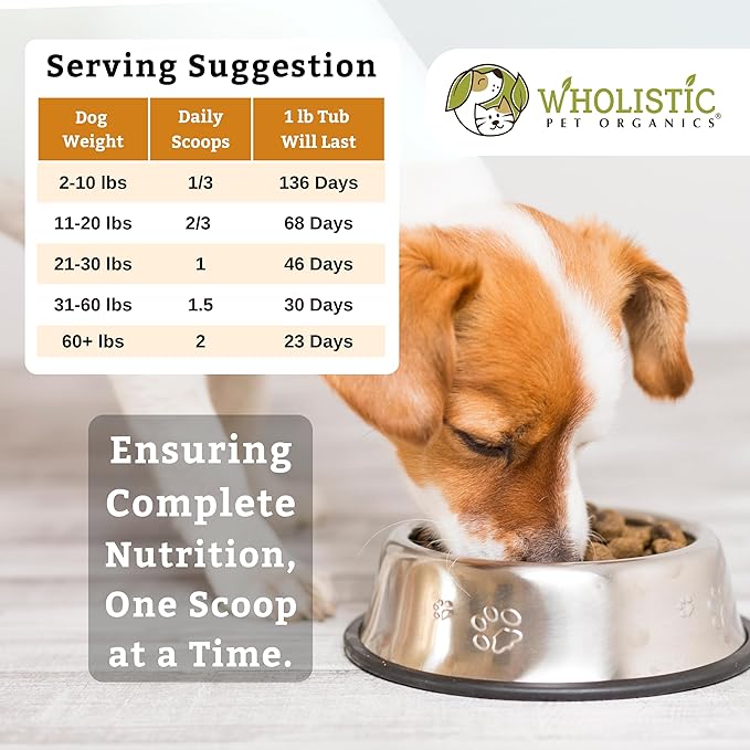 Wholistic Pet Organics Canine Complete - Dog Multivitamin Powder - 1 Lb - Daily Dog Vitamins and Supplements for Homemade Food - Immune System, Skin, Coat &amp; Overall Health - Small and Large Breed