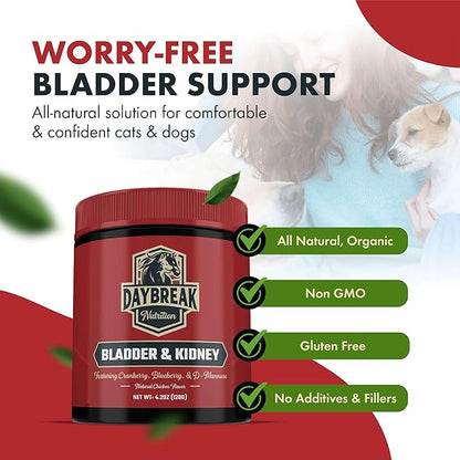 Bladder and Kidney Relief for Dogs &amp; Cats by Daybreak Nutrition | Powder Cranberry Supplement for Dogs and Cat for UTI Treatment &amp; Urinary Support | Dog &amp; Cat Urinary Tract Infection Remedy Supplement