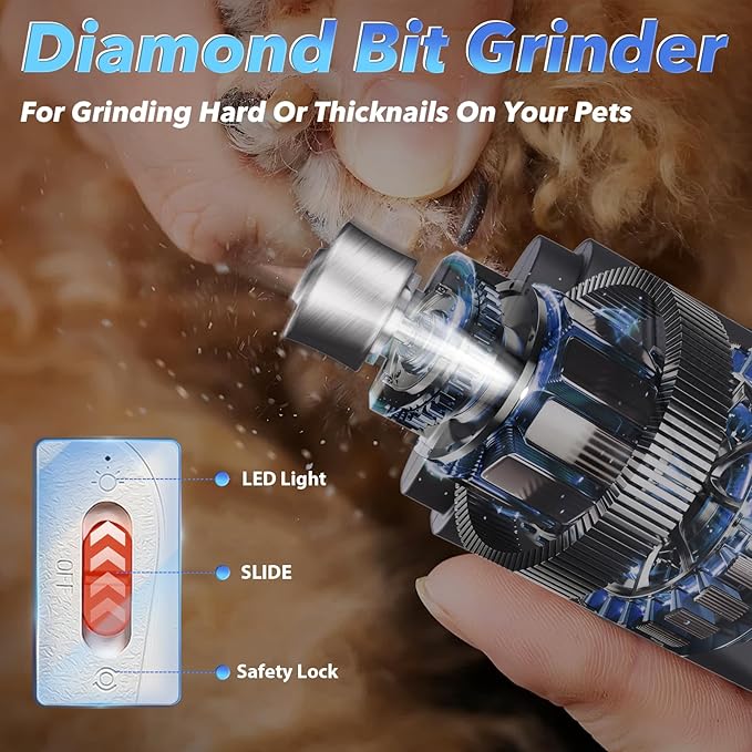 2 in 1 Dog Nail Clippers and Grinder with Lights &amp; Cat Nail Clipper for Large Medium Small Dogs Cats Nail Trimmers USB Rechargeable with 2 LED Lights Dog Claw Care for Non-Black Nails