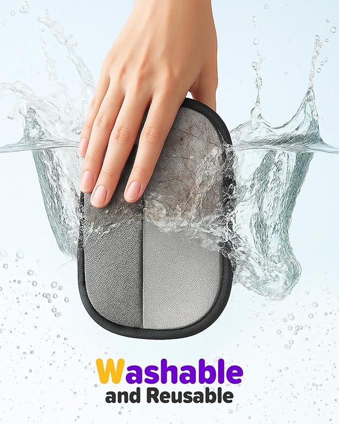 2025 Thickened Electrostatic Pet Hair Removal Gloves (2 Pcs) - Reusable Strong Grooming Gloves for Cats &amp; Dogs, Hair Remover for Couch, Furniture, Carpet, Car Seats &amp; Clothing (Purple)