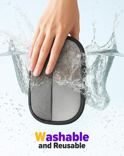 2025 Thickened Electrostatic Pet Hair Removal Gloves (2 Pcs) - Reusable Strong Grooming Gloves for Cats &amp; Dogs, Hair Remover for Couch, Furniture, Carpet, Car Seats &amp; Clothing (Purple)