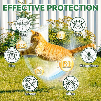 Flea &amp; Tick Support for Cats – Natural Herbal Drops with Multivitamin – Fleas and Ticks Comfort Formula for Cat All Breeds &amp; Ages – Bacon Flavor