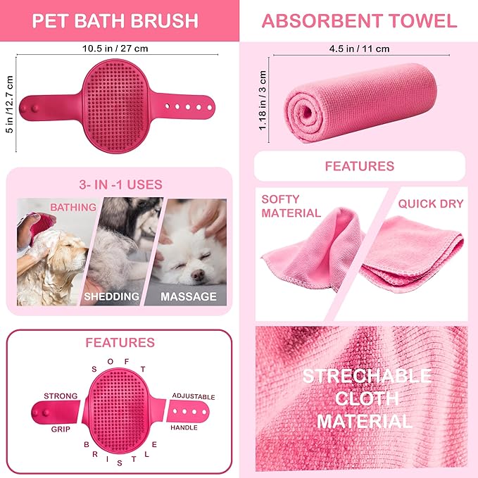Dog Paw Cleaner for Small &amp; Medium Dogs – Portable Paw Washer Cup with Soft Silicone Brush, Towel &amp; Moisturizing Balm – Gently Cleans Muddy Paws After Walks (Pink, Small)
