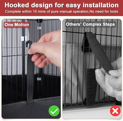 Tresbro Guinea Pig Playpen with 14 Panels &amp; Divided Room, Triple Fixing Measures Small Animal Cage with Waterproof PVC Liner &amp; One-Motion Hooks, Rabbit, Bunny, C&amp;C Grids Cage 48 x 24 x 16 Inches