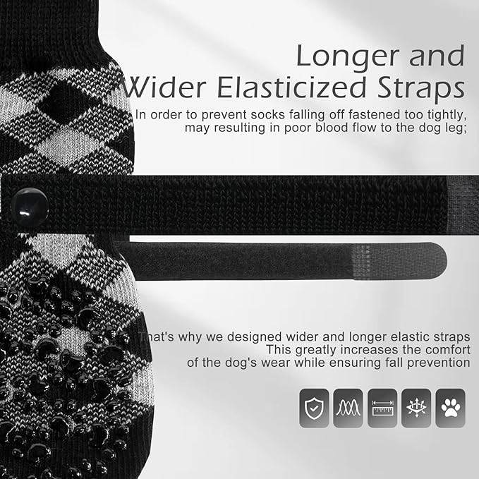 EXPAWLORER Anti Slip Dog Socks to Prevent Licking Paws, Dog Shoes for Hot Pavement, Dog Booties for Small Medium Large Senior Dogs, Traction Control Boots &amp; Paw Protectors for Hardwood Floors