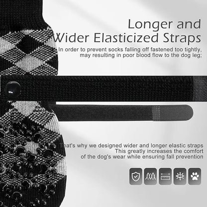 EXPAWLORER Anti Slip Dog Socks to Prevent Licking Paws, Dog Shoes for Hot Pavement, Dog Booties for Small Medium Large Senior Dogs, Traction Control Boots &amp; Paw Protectors for Hardwood Floors