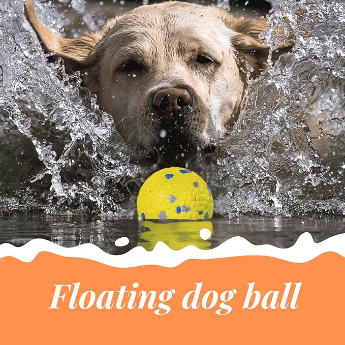 Tough Dog Toys for Aggressive Chewers &amp; Teething Puppies, Bouncy Balls for Medium Dogs, Durable Pet Toys, Floating Dog Balls for Water Play (Orange-Blue)