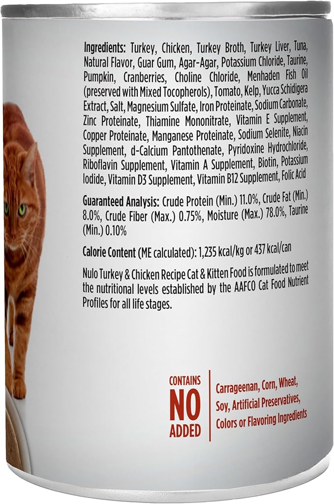 Nulo Turkey &amp; Chicken Recipe Pate Wet Canned Cat Food, 12.5 Ounce (Pack of 12)