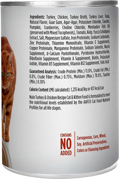 Nulo Turkey &amp; Chicken Recipe Pate Wet Canned Cat Food, 12.5 Ounce (Pack of 12)