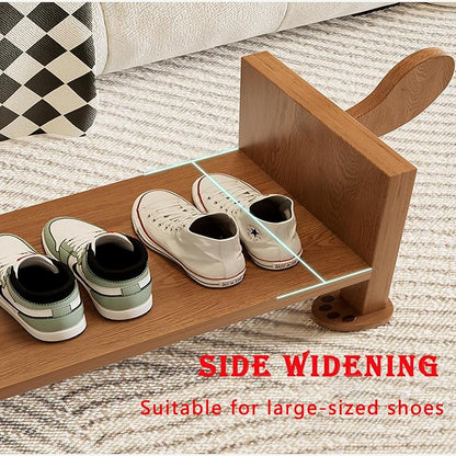 latifolia Puppy Shoe Bench, 2-Tier Solid Wood Entryway Organizer, Cute Pet-Shaped Shoe Bench for Hallway &amp; Living Room,(23.62 inch)