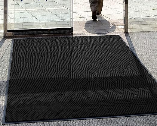 M+A Matting WaterHog Diamond | Commercial-Grade Entrance Mat with Rubber Border – Indoor/Outdoor, Quick Drying, Stain Resistant Door Mat (Charcoal, 6&